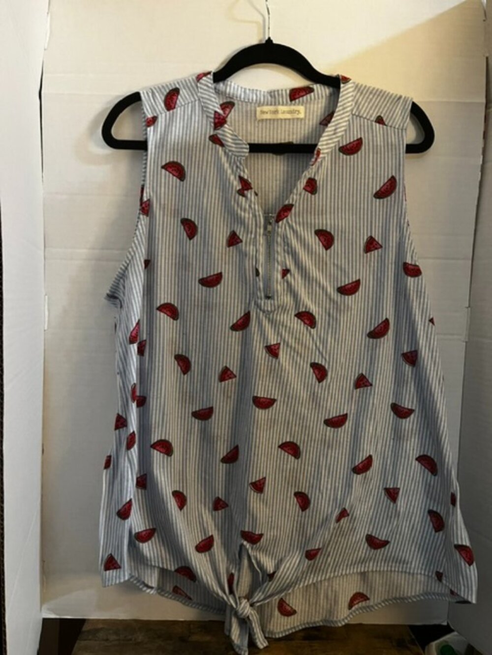 The New York Laundry Striped with Watermelon Top Sleeveless in size 2X-3X